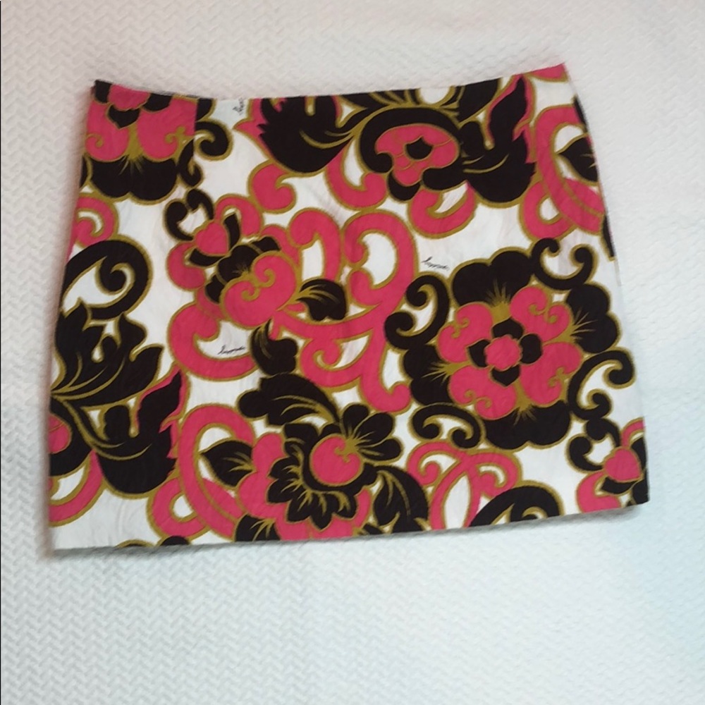 Milly Miniskirt Pink Brown White Baroque Embossed - Picture 5 of 6